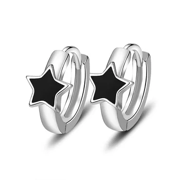 925 Sterling Silver Black Star Stud Náušnice pre Ženy Grile Deti Bijoux Módne Šperky Pendientes Mujer Moda eh174