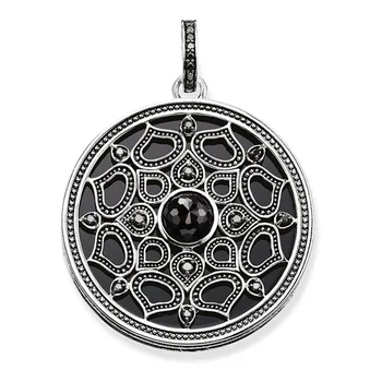 925 Sterling Silver Black Zirconia & Imitácia Onyx Disk Lotus Amulet Náhrdelníky, Prívesky, Najviac Módne Šperky pre Ženy, Dievčatá