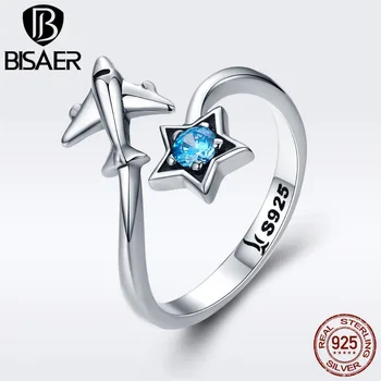 925 Sterling Silver Blue Star Travel Sen Rovine Prstene pre Ženy, Svadobné Prst Prsteň Autentické Strieborné Šperky Anel ECR322