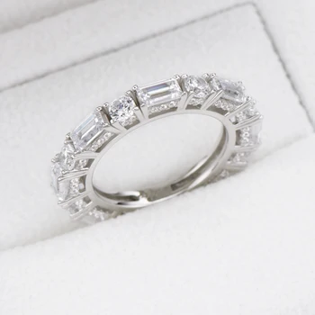 925 Sterling Silver Celej Večnosti Kapela Krúžky Žien Zapojenie Simulované Diamantové Svadby, Strieborné Svadobné Prstene, Šperky
