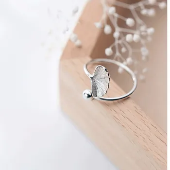 925 Sterling Silver Gingko Listový Tvar, Nastaviteľné Otvoriť Midi Koleno Prst Prstene Snubné prstene pre Ženy, Darčeky, Šperky