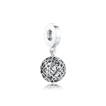 925 Sterling Silver Harmonický Srdcia Charms Hodí Pandora Náramky, Náhrdelníky, Korálky pre Šperky Robiť