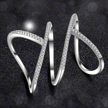 925 Sterling Silver Krúžky a Špeciálny Dizajn Kúzlo Sľub Módne Prstene Pre Ženy, Dievčatá S Plnou Lesklé CZ Kryštálmi Šperky
