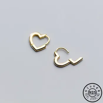 925 Sterling Silver Malé Láska Srdca, Tvarované Ucho Krúžky Earings Trendy kórejský Zlatá Farba Obruče Piercing, Náušnice pre Ženy
