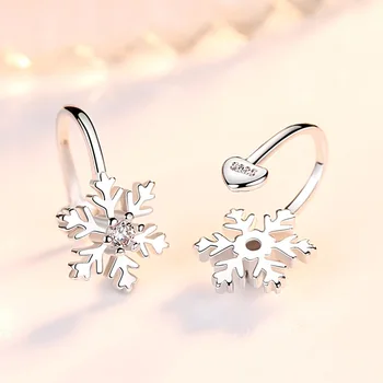 925 sterling silver módne snowflake lesklé crystal dámske klip náušnice šperky žena Vianočný darček drop shipping lacné