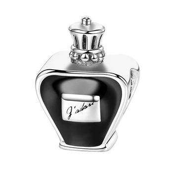 925 Sterling Silver Módne Čierny Smalt Parfum Fľašu Perličiek Kúzlo pre Ženy Fit Pôvodné Pandora Náramok Šperky Darček Hot