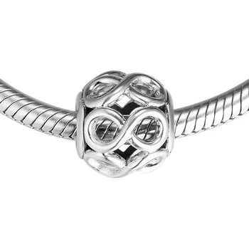 925 Sterling Silver Nekonečný Lesk Openwork Kúzlo vhodné pre Pôvodnej Značky Náramky a Korálky Ženu Šperky, Prívesok Náhrdelník