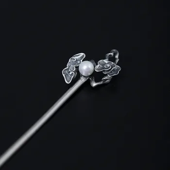925 Sterling Silver Pearl Vlasy Stick Príslušenstvo Pre Ženy, Luxusné Šperky Čínsky Vintage Dávnych Sľubný Cloud Hanfu Vlásenky