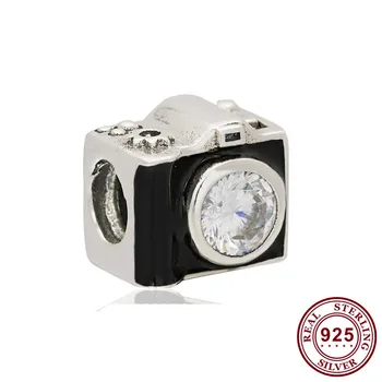 925 Sterling Silver Perličiek Nostalgické Fotoaparát Korálky Fit Ženy Pandora Náramok & Náhrdelník Diy Šperky