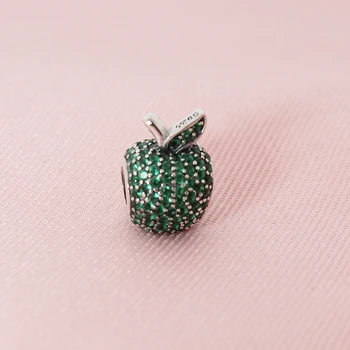 925 Sterling Silver Pripraviť Zelená Ružová Fialová Modrá CZ Apple Charms Korálky Hodí Pandora Prívesky Náramok Prívesky DIY Šperky Robiť
