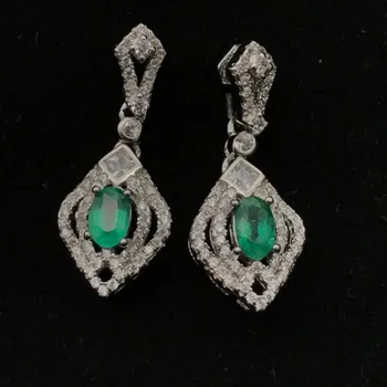 925 sterling silver Prírodné Smaragdové náušnice kvapka lassic jemné Šperky ženy, svadobné ženy veľkoobchod