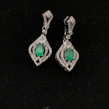 925 sterling silver Prírodné Smaragdové náušnice kvapka lassic jemné Šperky ženy, svadobné ženy veľkoobchod