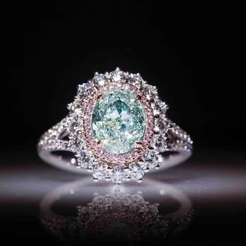 925 sterling silver Ružový modrý zirkón kameň zásnubné Prstene pre Ženy, ženské nevesta svadobné šperky značky drop shipping R5012