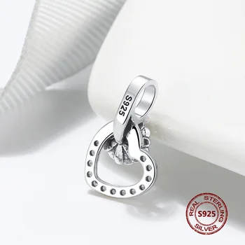 925 Sterling Silver Slnečnice Zirkón Perličiek Fit Pandora Originálny Náramok Srdce Visieť zobrazili kľúčové tlačidlá Pre Náhrdelník Prívesok DIY Šperky