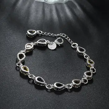 925 sterling silver šperky náramok vysokej kvality retro móda a žena multicolour Zirconia Kvapka Vody náramok dĺžka 25 CM