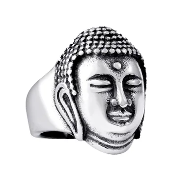 925 sterling silver šperky, strieborné Buddha vedúci krúžku nové potraviny pre mužov a ženy