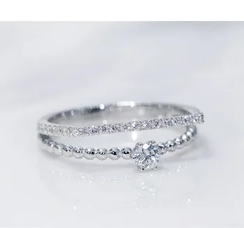 925 Striebro Prstene pre Ženy Jednoduchý Dizajn Dvojitého Stohovateľné Módne Šperky, Svadobné Sady Svadobné Zásnubný Prsteň Príslušenstvo