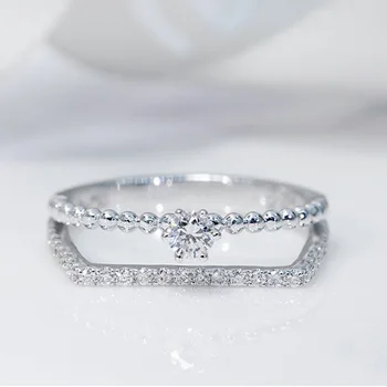 925 Striebro Prstene pre Ženy Jednoduchý Dizajn Dvojitého Stohovateľné Módne Šperky, Svadobné Sady Svadobné Zásnubný Prsteň Príslušenstvo