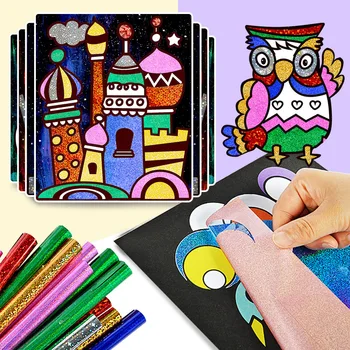 9pcs DIY Magické Umenie Nálepky Maľovanie pre Deti Umenia Roztomilý Kreslený Tvorivé Nálepky pre Deti Darček