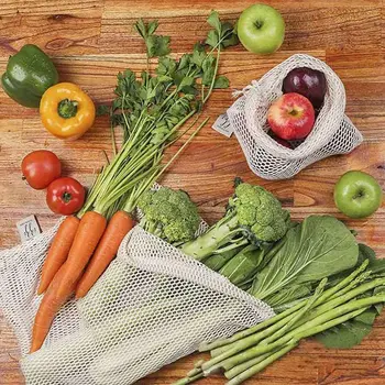 9pcs/set Premium Organickej Bavlny Oka Vyrábať Tašky Opakovane Umývateľný Skladovanie Šnúrkou Taška na Nákupy, predajne potravín,Ovocia, Zeleniny