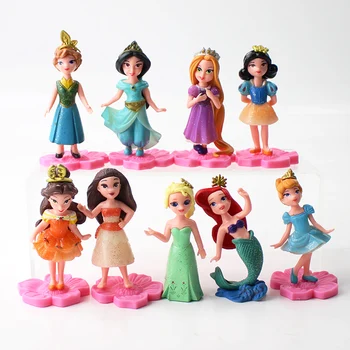 9pcs/veľa Princezná Obrázok Hračky Snow White Jasmine Moana Cinderell Elsa Ariel malá Morská víla Zamotaný Šípková Ruženka Model Bábiky