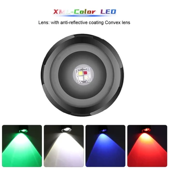 A110-RGBW Zoomovateľnom LED Baterka Multifunkčné Taktické Pochodeň Červená Zelená Modrá Biela 4 Farieb v 1 Lov Rybolov Lampa Lanterna
