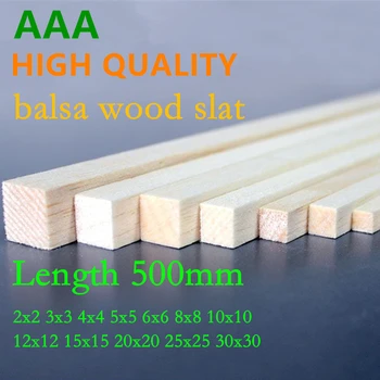 AAA+ balzové drevo námestie roštov balzové drevo, laty dĺžky 500mm 2/3/4/5/6/8/10/12/15/20/25/30 RC lietadlo budovy model balzové drevo