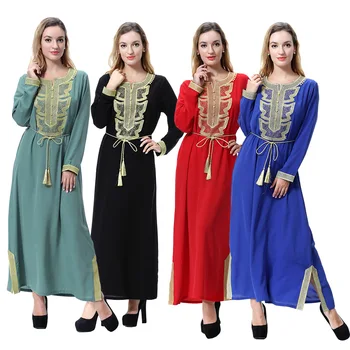 Abaya Dubaj pre Ženy, Ženy v Saudskej arábii Šaty Dlhé Sukne Jalabiya Islamskej Šaty Oblečenie Marocký Kaftan Moslimské Oblečenie Appliques TH919