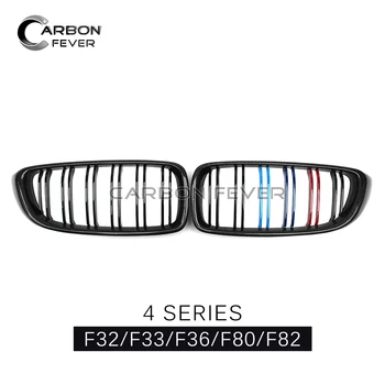 ABS / Carbon Fiber Dual Roštov Gril pre BMW F32 F33 F36 F83 F80 F82 Predný Nárazník Obličiek Mriežka