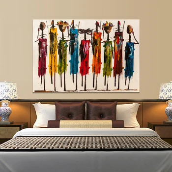Abstrakt Africkej Ženy, olejomaľba na Plátne, Plagáty a Tlačí na Steny Umenia pre Obývacia Izba Domova (Bez Rámu)