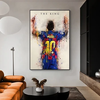 Abstrakt Futbalovej Hviezdy Kráľ Messi Akvarel Plagát Vytlačí Plátno na Maľovanie na Stenu Umenie Fotografie pre Domáce Dekorácie Cuadros