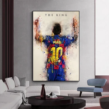 Abstrakt Futbalovej Hviezdy Kráľ Messi Akvarel Plagát Vytlačí Plátno na Maľovanie na Stenu Umenie Fotografie pre Domáce Dekorácie Cuadros