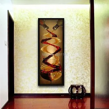 Abstrakt plátno olejomaľba ručne maľované dlhá vertikálna verzia wall art víno nástenné maľby Villa hotel Chodby, Dekorácie Obrázok