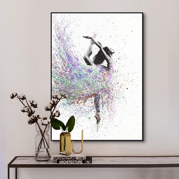 Abstrakt Tancujúce Dievča Maliarske Plátno Farebné Balerína, Plagáty a Tlačí na Steny Umenie Obrázok pre Obývacia Izba Domova Cuadros