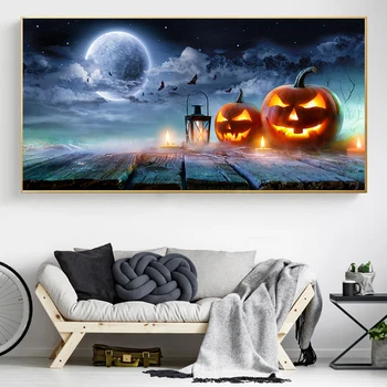 Abstrakt zábavné Halloween Tekvica Plátno Umenie Plagáty a Tlačí na Steny Umenie krajinomaľbou Obrázok pre Obývacia Izba Domova