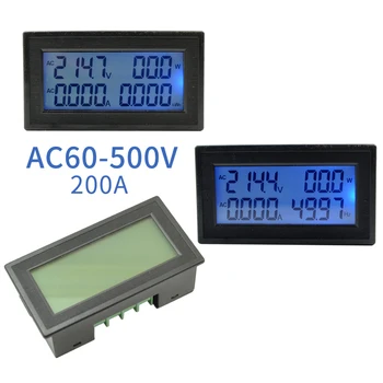 AC 60~500V 200A Power Meter Presné Voltmeter Ammeter kWh Watt Energie, Merač Napätia, Prúdu Monitor Tester účinník