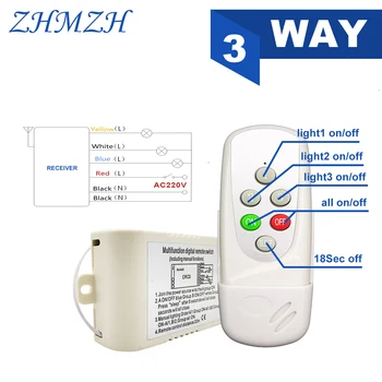 AC200V-240V Multifunkčné Digitálne Lampy Bezdrôtové Diaľkové Ovládanie Prepínač 4 Spôsob, 5 Úsekov Prijímač Vysielač Pre Stropné svietidlo