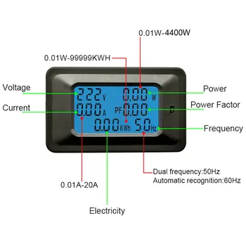 AC220V/20A 4,4 KW Digitálny Voltmeter Ammeter Prúd Napätie Meter Power Energy Zosilňovačov Volt wattmeter tester detektor s CT Cievka