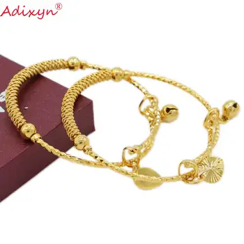 Adixyn 2ks/veľa Dieťa Bangles Zlatá Farba Etiópskej pre Deti Roztomilý Náhrdelník/Náramok Trendy Afriky Arabských Šperky N10082