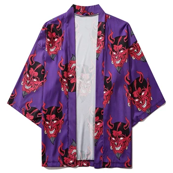 Aelfric Eden Diabol Vytlačené Hip Hop Harajuku Tričká Pánske Japonský Štýl Streetwear Bunda Letná Voľné Kimono 2020 Muž Ružová Topy
