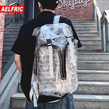 AELFRIC Módne Veľké Jasné, Transparentné Batohy 3M Reflexné PVC Taška Hip Hop Štýl Školské Tašky Mužov Cestovný Batoh Streetwear