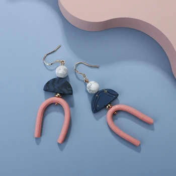 AENSOA 2020 Nový Dizajn Hliny Elegantné Geometrické Viacvrstvových Farebné Háčik Náušnice pre Ženy Nepravidelný Drop Náušnice Ručne vyrábané Šperky