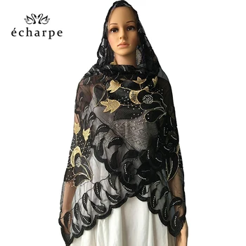 Africkej ženy šatku moslimských výšivky čistý šatku hidžáb šatka veľká veľkosť šatka pre šály EC318