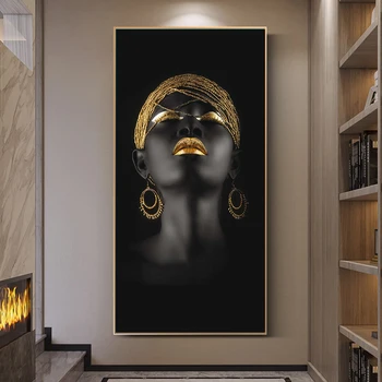 Africká Žena Drží Zlaté Šperky Plátne, Obrazy na Stenu, Umenie Plagáty a Vytlačí Čierna Žena Umenie Obrázok Pre Obývacia Izba