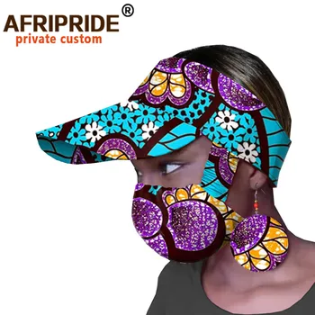 Africké Ankara Tlač Slnko Čiapky pre Ženy Ručné topee+matching náušnice +tvár A2028003