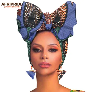 Africké headwraps+earings 2 ks držiaky pre ženy afriky hlavu šatku ankara tradičné headtie šatku turban AFRIPRIDE A19H007