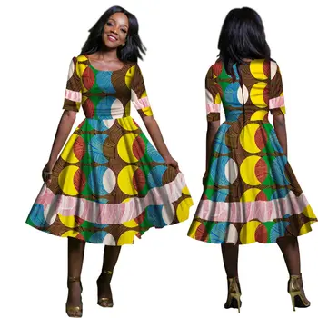 Africké Tradičné oblečenie Pre Ženy, Krátky rukáv Dashiki Ankara šaty pre ženy O-krku plus veľkosť oblečenie Šaty WY1279