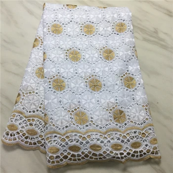 Africké čipky textílie s výšivky najnovšie swiss voile Čipky bavlnená Tkanina pre ženy šaty 5yards