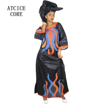 Africké šaty pre ženy dashiki šaty bazin riche výšivky dizajn šaty, dlhé šaty s šatku