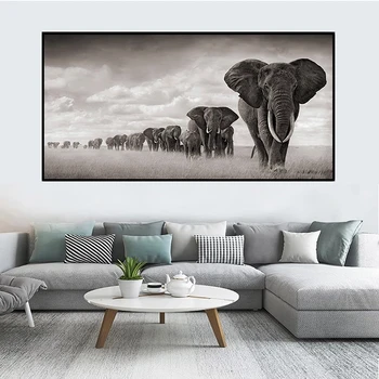 Afrika Slony Plátno na Maľovanie voľne Žijúcich Zvierat Škandinávie Cuadros Plagáty a Tlačí na Steny Umenie Fotografie Pre Obývacia Izba Dekor